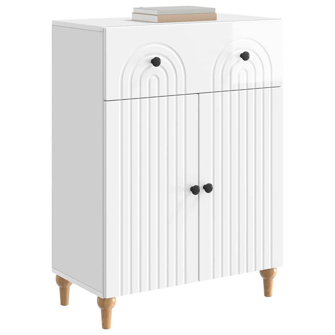 Sideboard Hvid højglans 66 x 34,5 x 90 cm Konstrueret træ