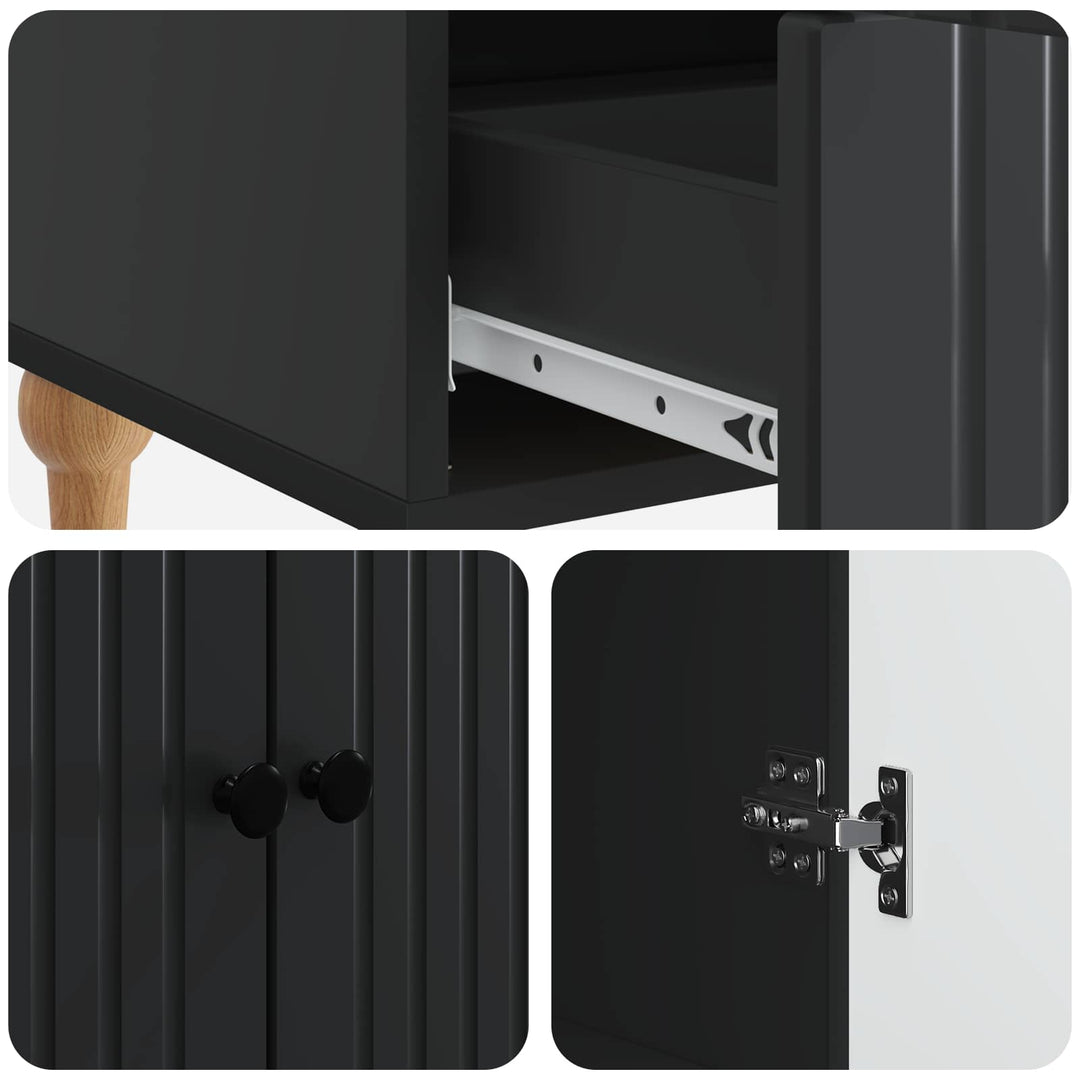 Sideboard med skuffe Sort 66 x 34,5 x 95 cm Konstrueret træ