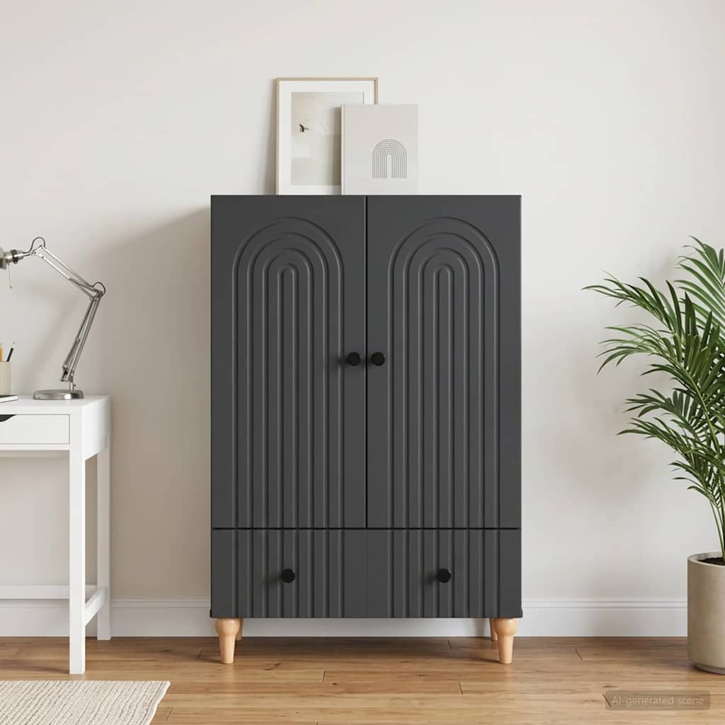 Sideboard med skuffe Sort 66 x 34,5 x 95 cm Konstrueret træ