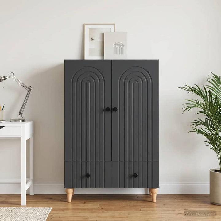 Sideboard med skuffe Sort 66 x 34,5 x 95 cm Konstrueret træ