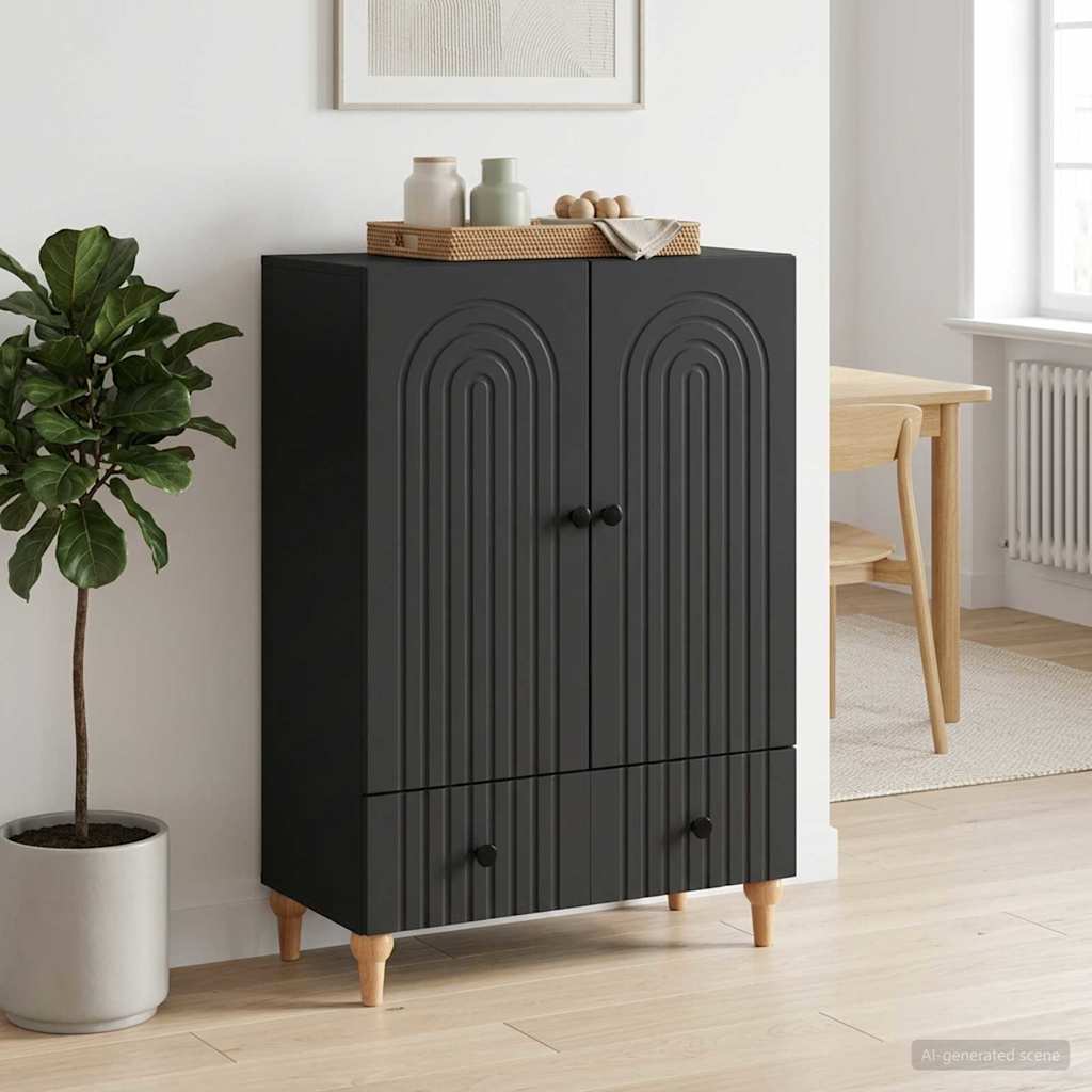 Sideboard med skuffe Sort 66 x 34,5 x 95 cm Konstrueret træ