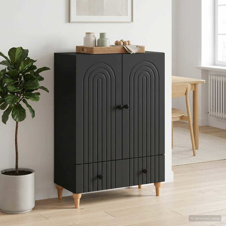 Sideboard med skuffe Sort 66 x 34,5 x 95 cm Konstrueret træ