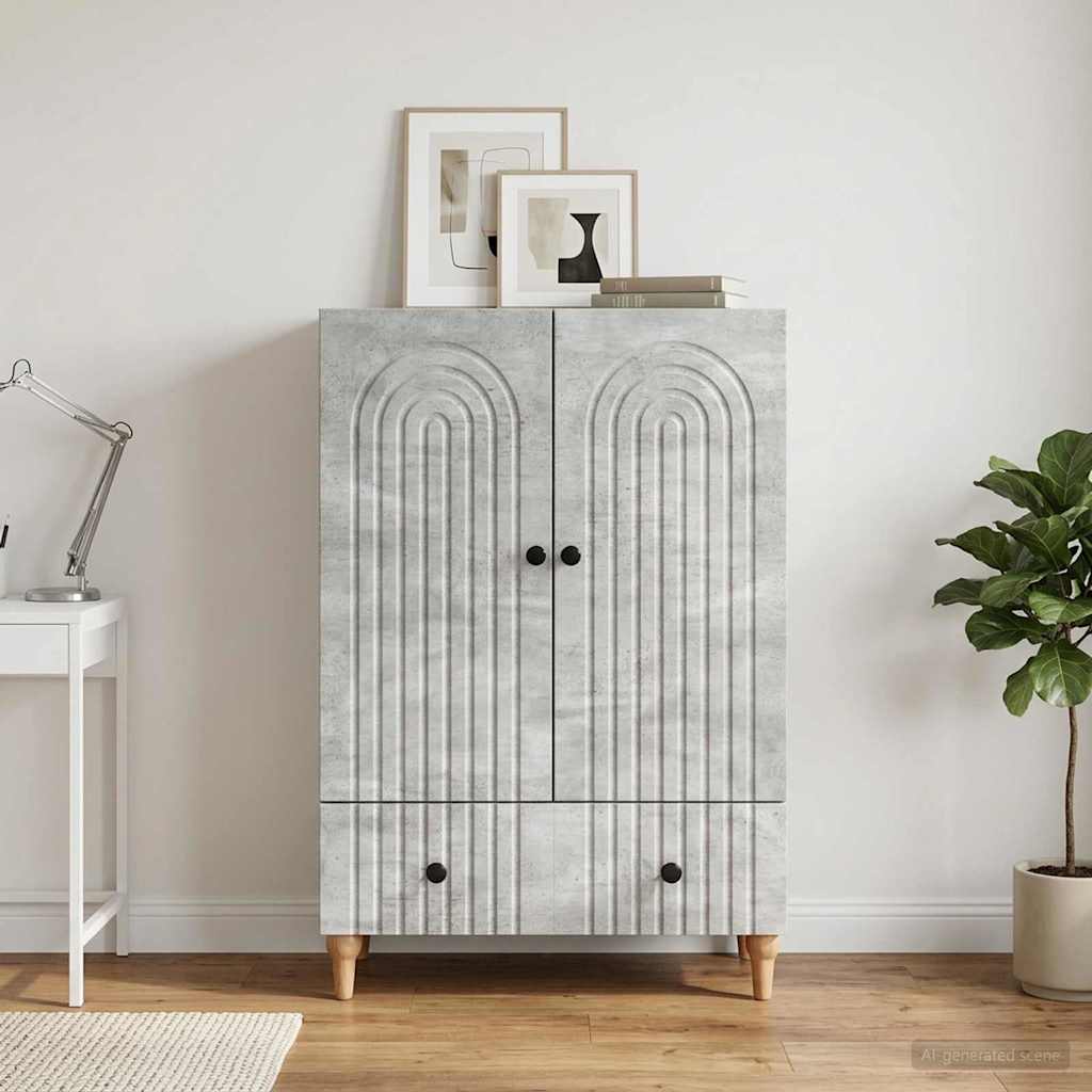 Sideboard med skuffe Betongrå 66 x 34,5 x 95 cm Konstrueret træ