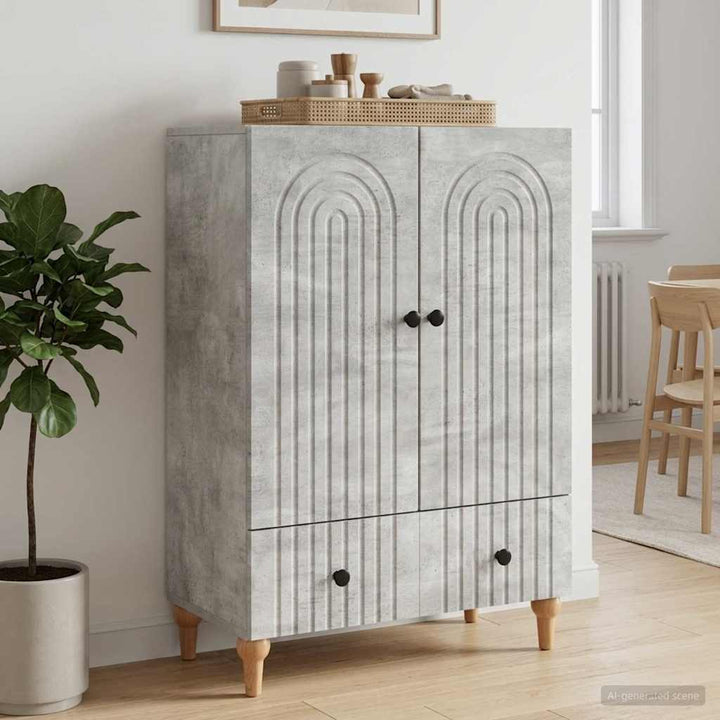 Sideboard med skuffe Betongrå 66 x 34,5 x 95 cm Konstrueret træ