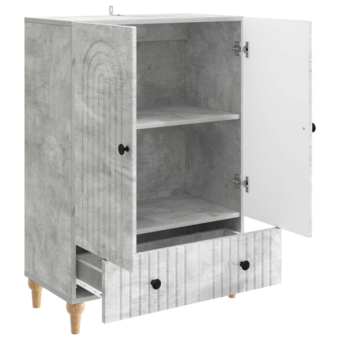 Sideboard med skuffe Betongrå 66 x 34,5 x 95 cm Konstrueret træ