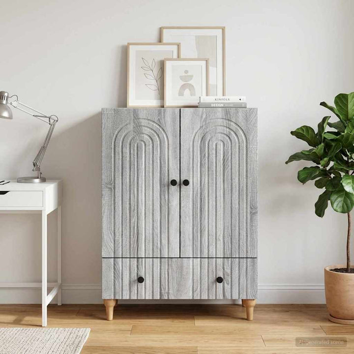 Sideboard Grå sonoma-eg 66 x 34,5 x 95 cm Konstrueret træ