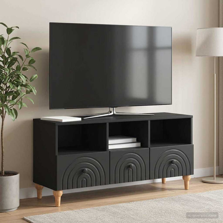 TV-skab Sort 102 x 34,5 x 50 cm Konstrueret træ