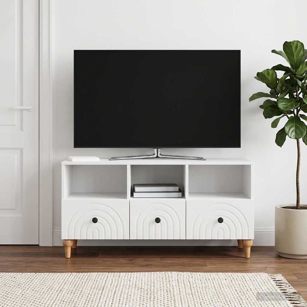 TV-skab 102 x 34,5 x 50 cm Højglans Hvid Konstrueret træ