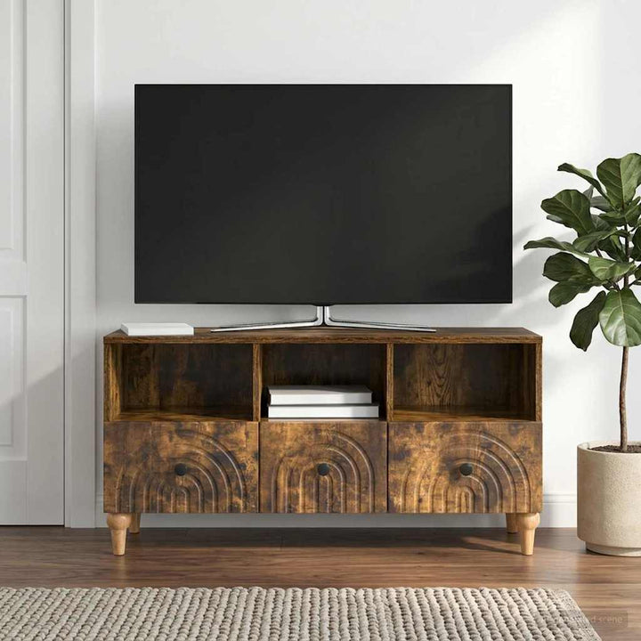 TV-skab 102 x 34,5 x 50 cm Røget Eg Konstrueret træ