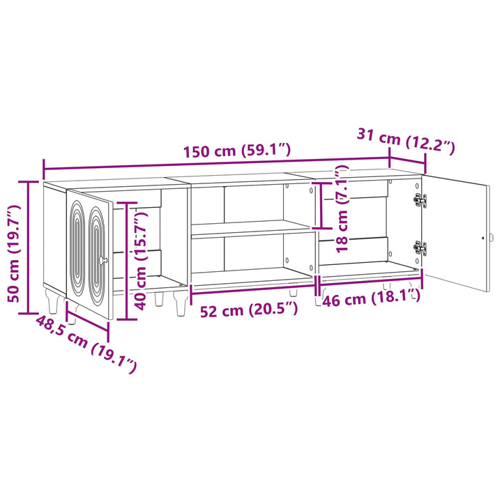TV-skab 150 x 31 x 50 cm Hvid højglans Konstrueret træ