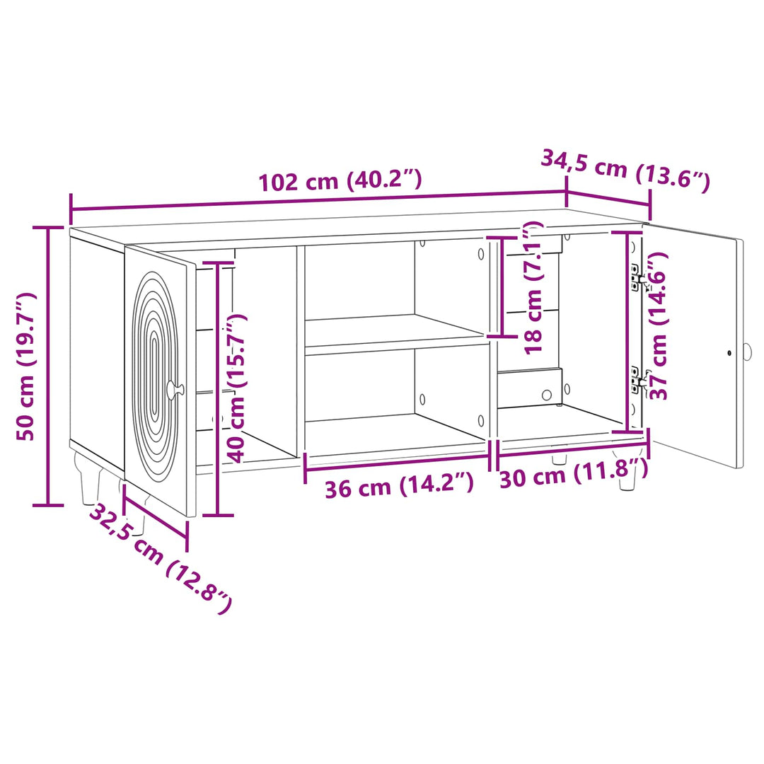 TV-skab Sonoma-eg 102 x 34,5 x 50 cm Konstrueret træ