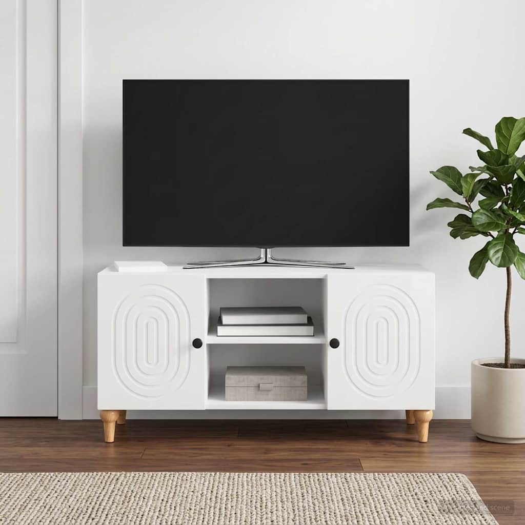 TV-skab Hvid højglans 102 x 34,5 x 50 cm Konstrueret træ