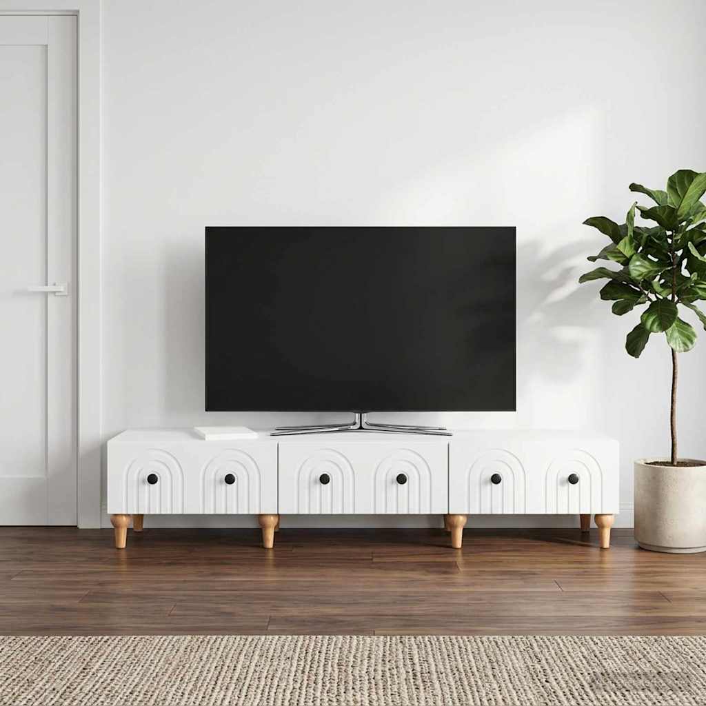 TV-skab med skuffe Hvid 147 x 34,5 x 30 cm Konstrueret træ