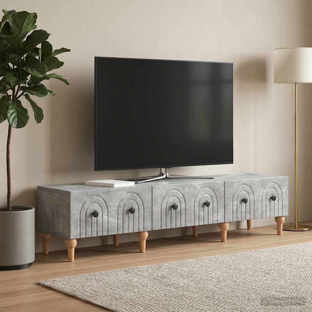 TV-skab med skuffe Betongrå 147 x 34,5 x 30 cm Konstrueret træ