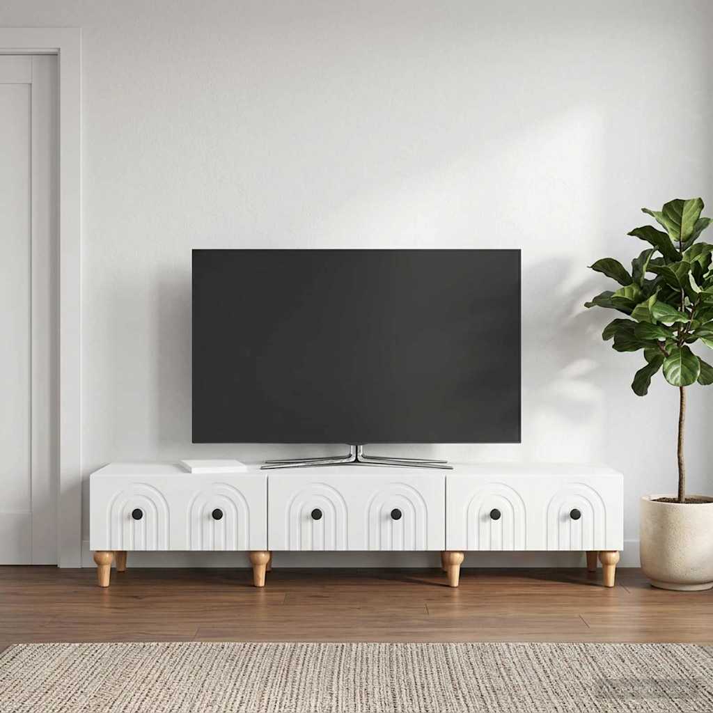 TV-skab Hvid højglans 147 x 34,5 x 30 cm Konstrueret træ