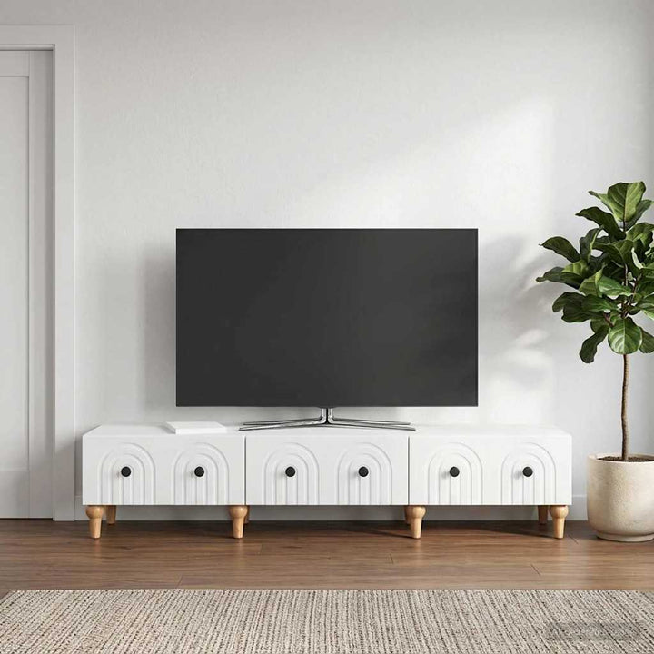 TV-skab Hvid højglans 147 x 34,5 x 30 cm Konstrueret træ