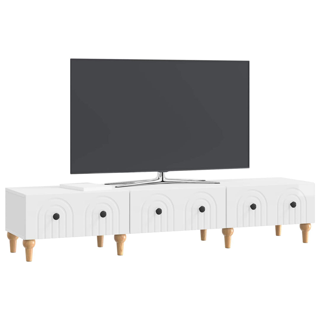 TV-skab Hvid højglans 147 x 34,5 x 30 cm Konstrueret træ