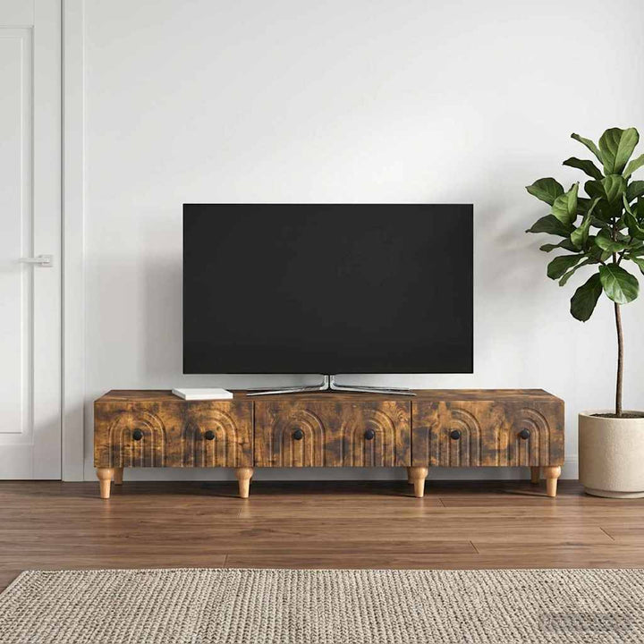 TV-skab med skuffe Røget eg 147 x 34,5 x 30 cm Konstrueret træ