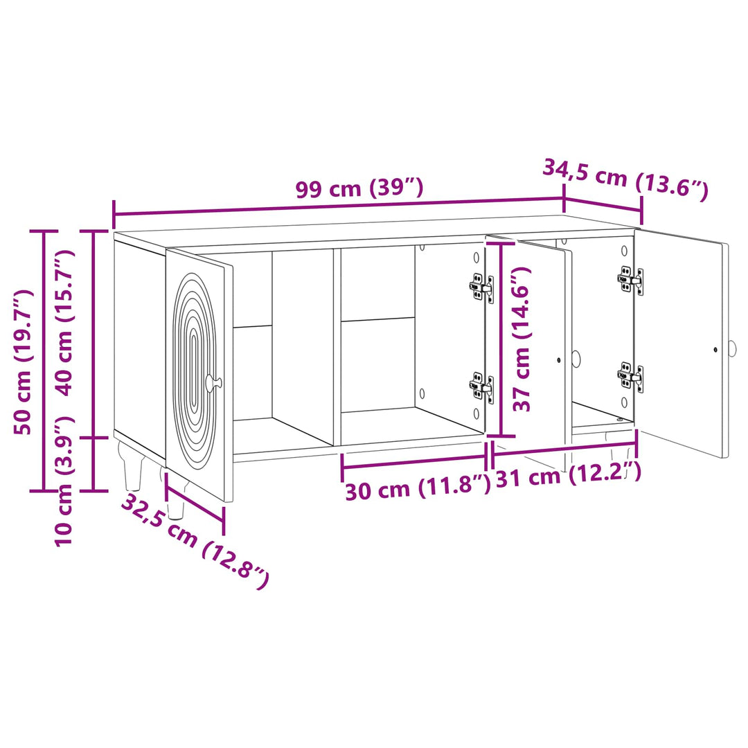 TV-skab 99 x 34,5 x 50 cm Betongrå Konstrueret træ