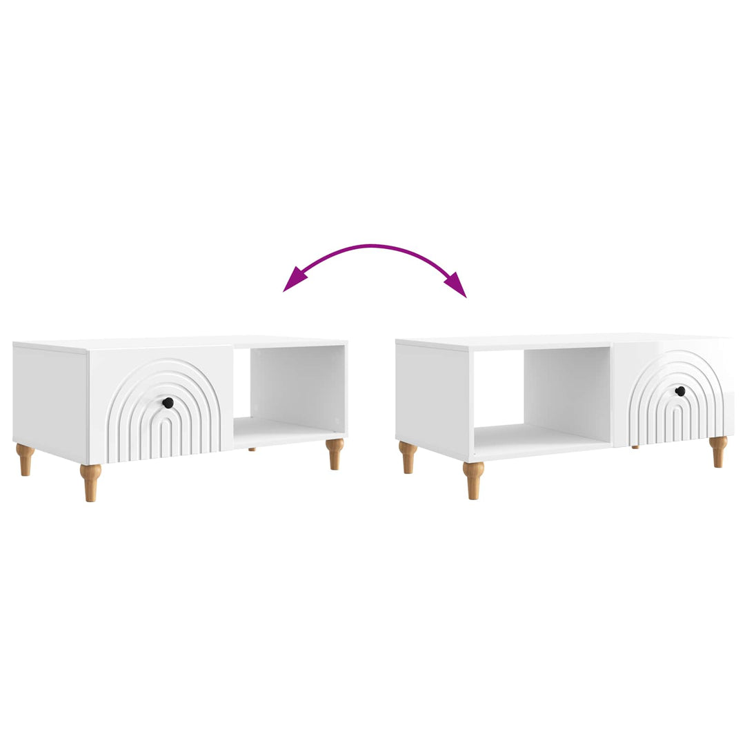 Sofabord Hvid højglans 90 x 50 x 40 cm Konstrueret træ