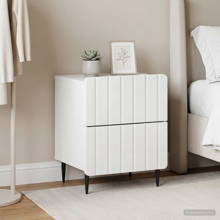 Natskab 2 pcs Hvid 43 x 34,5 x 49,5 cm Konstrueret træ