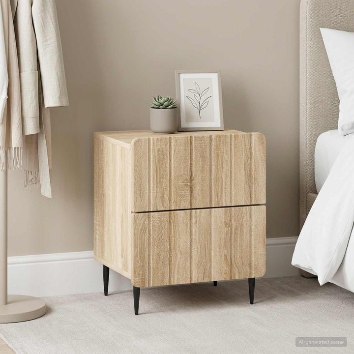 Natskab 2 pcs Sonoma-eg 43 x 34,5 x 49,5 cm Konstrueret træ