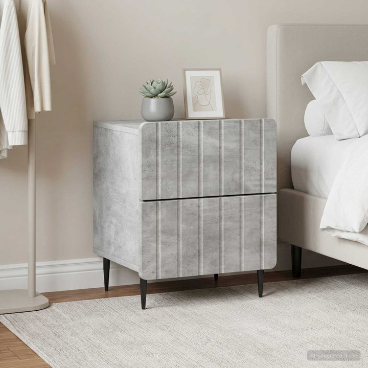 Natskab 2 pcs Betongrå 43 x 34,5 x 49,5 cm Konstrueret træ