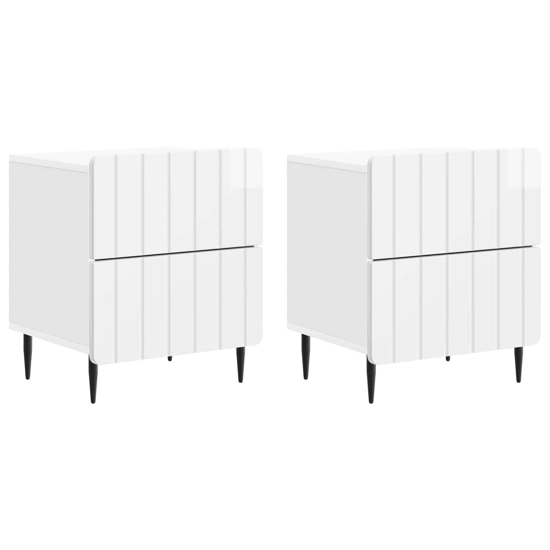 Natskab 2 pcs Hvid højglans 43 x 34,5 x 49,5 cm Konstrueret træ