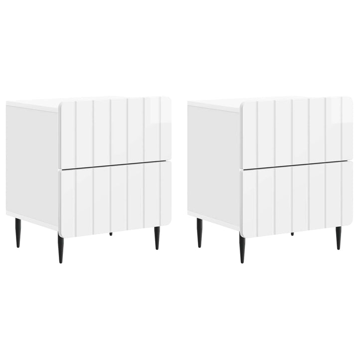 Natskab 2 pcs Hvid højglans 43 x 34,5 x 49,5 cm Konstrueret træ