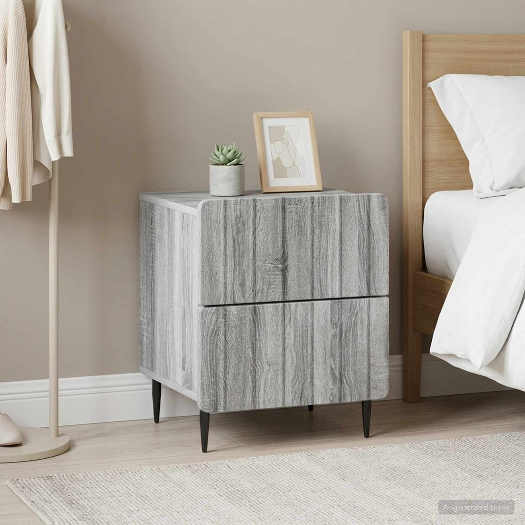 Natskab 2 pcs Grå sonoma-eg 43 x 34,5 x 49,5 cm Konstrueret træ
