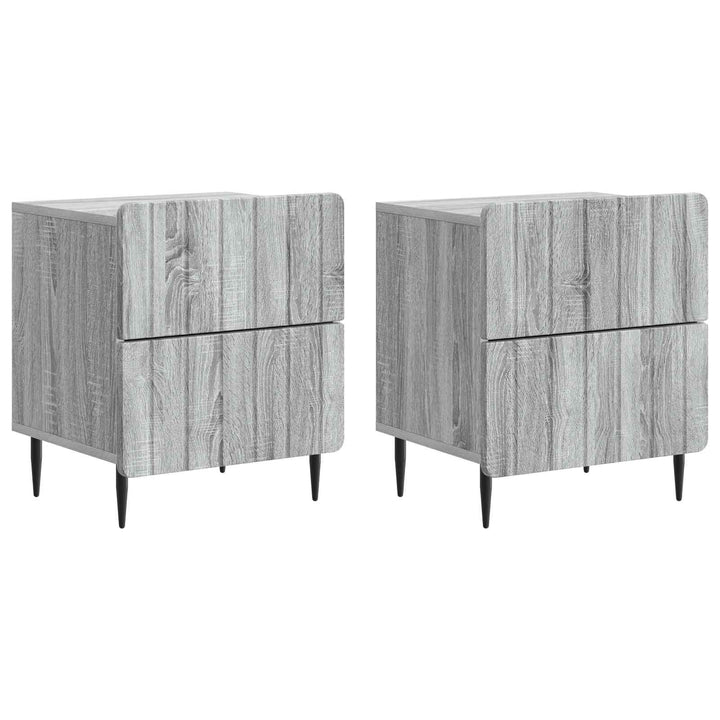 Natskab 2 pcs Grå sonoma-eg 43 x 34,5 x 49,5 cm Konstrueret træ