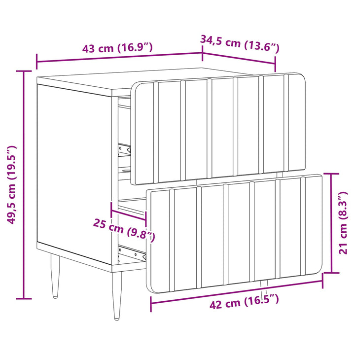 Natskab 2 pcs Artisan-eg 43 x 34,5 x 49,5 cm Konstrueret træ