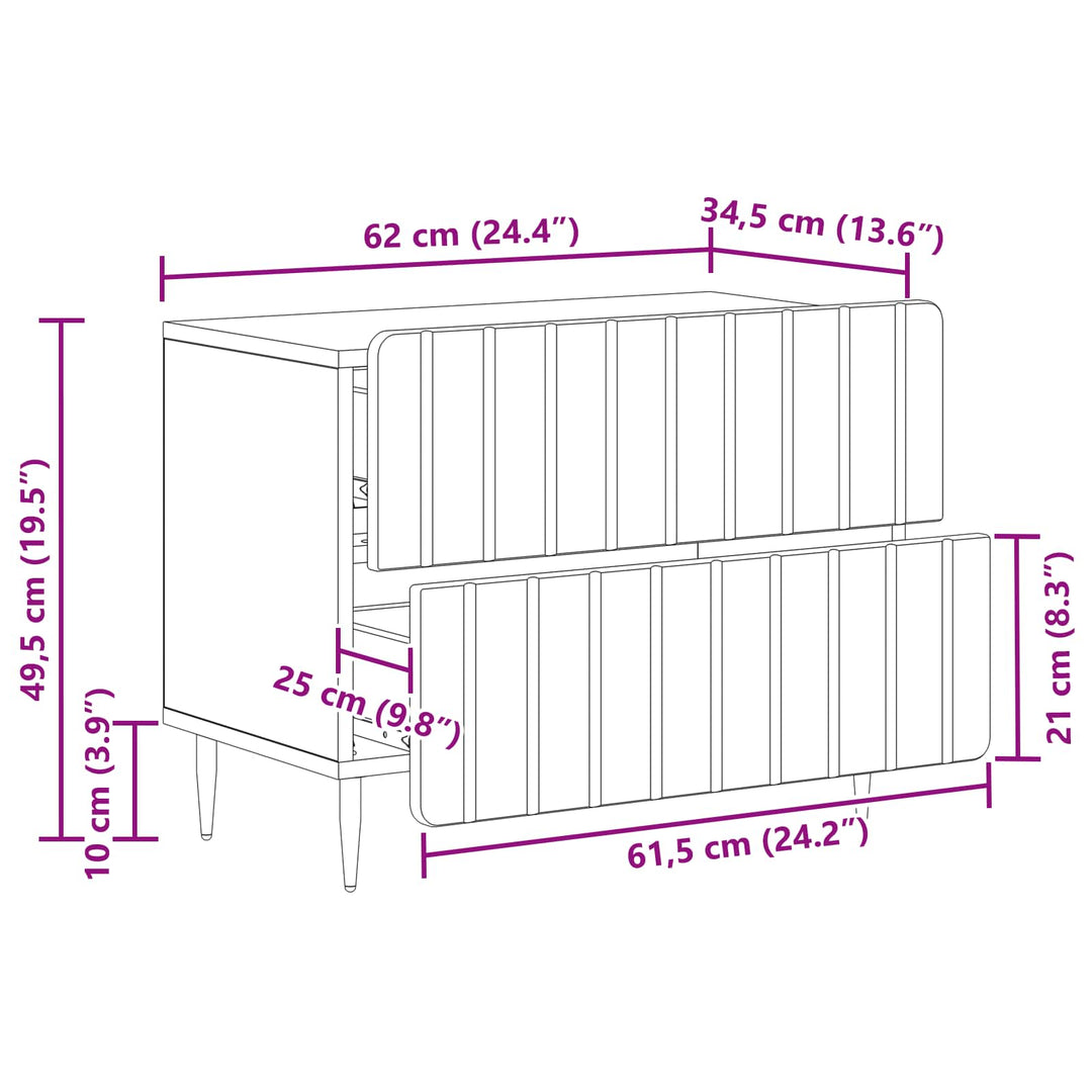 Natskab Sonoma-eg 62 x 34,5 x 49,5 cm Konstrueret træ