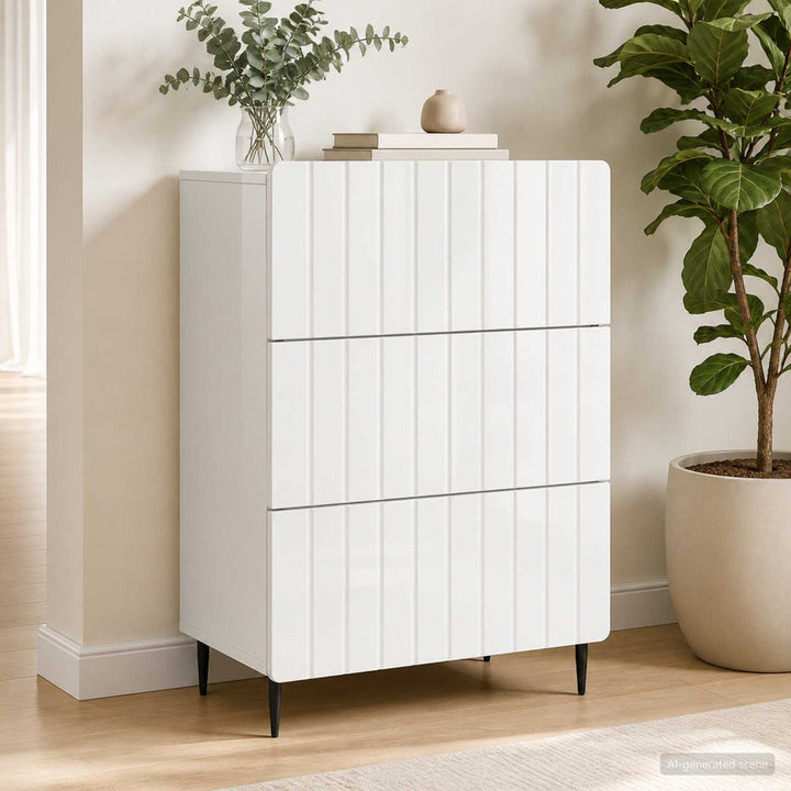 Skuffeskab Hvid 66 x 34,5 x 92 cm Konstrueret træ