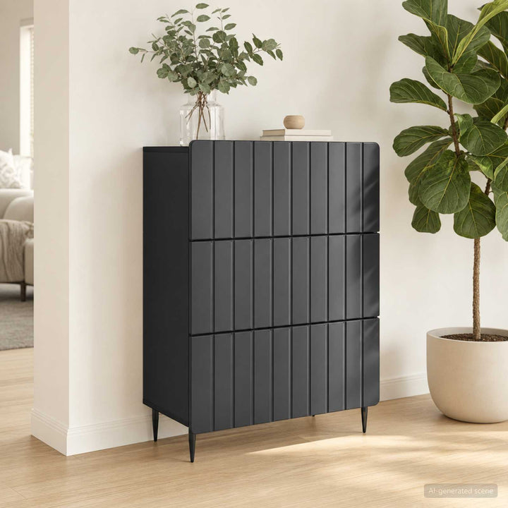 Skuffeskab Sort 66 x 34,5 x 92 cm Konstrueret træ