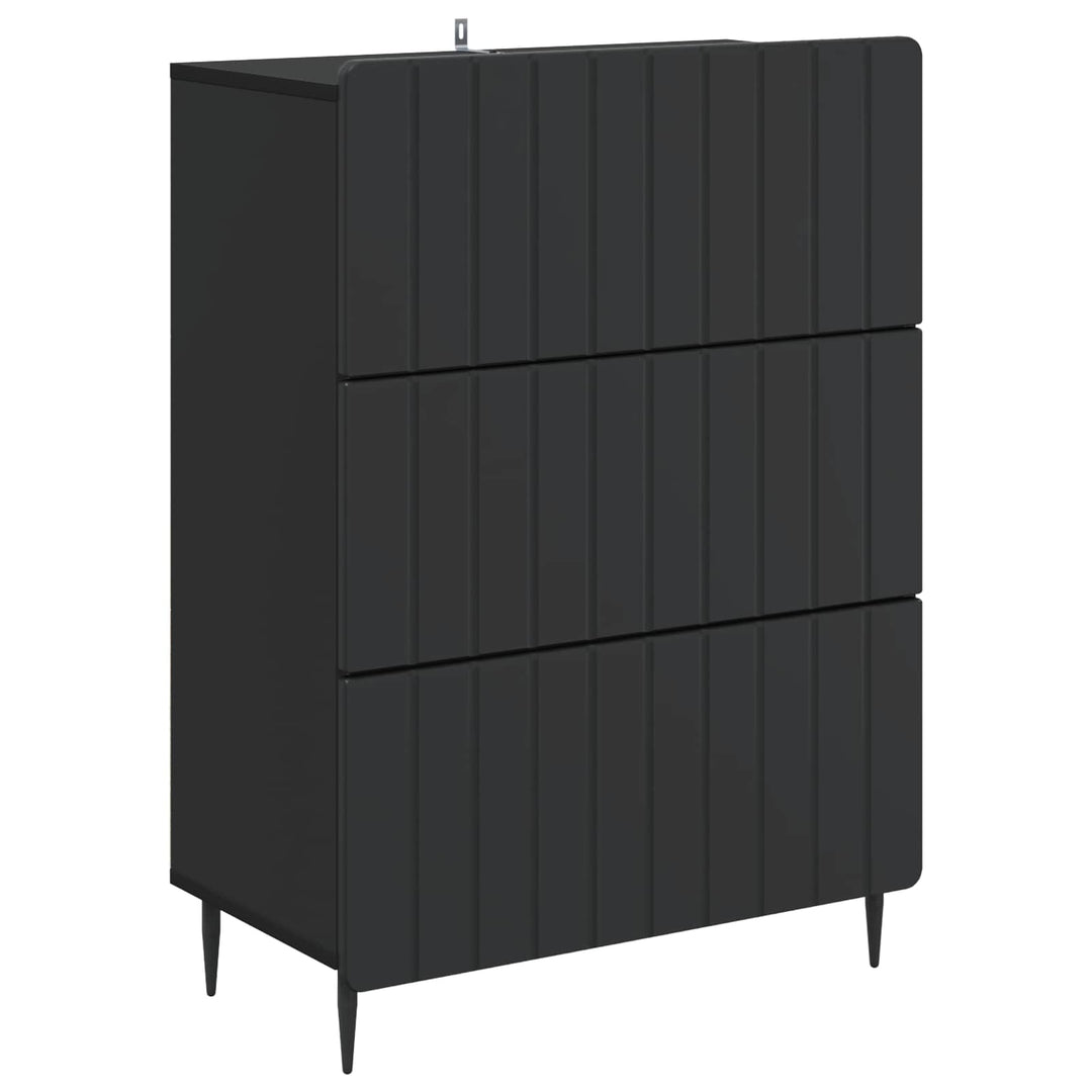 Skuffeskab Sort 66 x 34,5 x 92 cm Konstrueret træ