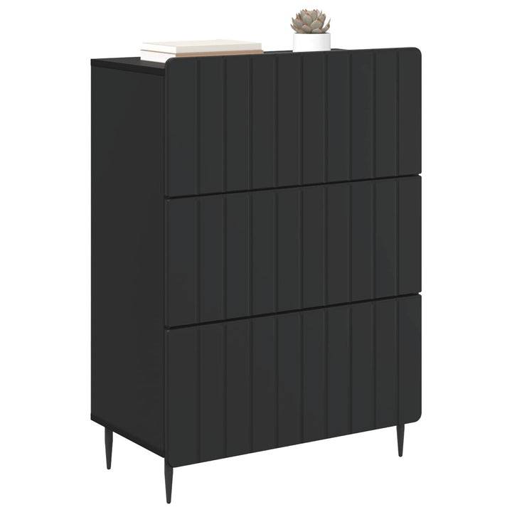 Skuffeskab Sort 66 x 34,5 x 92 cm Konstrueret træ