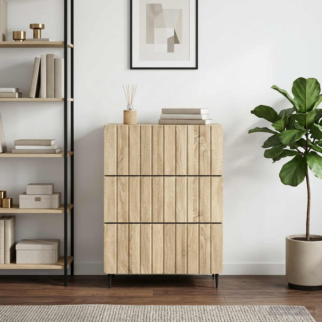 Skuffeskab Sonoma-eg 66 x 34,5 x 92 cm Konstrueret træ