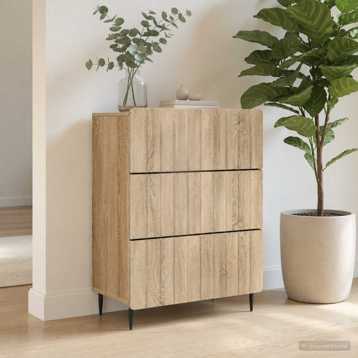 Skuffeskab Sonoma-eg 66 x 34,5 x 92 cm Konstrueret træ