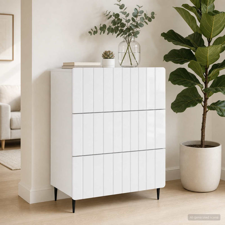 Skuffeskab Hvid højglans 66 x 34,5 x 92 cm Konstrueret træ