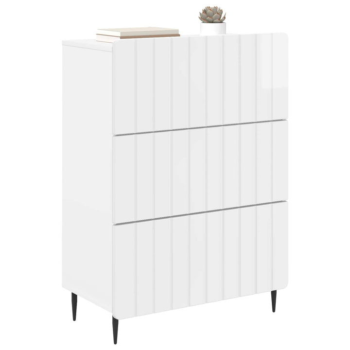 Skuffeskab Hvid højglans 66 x 34,5 x 92 cm Konstrueret træ