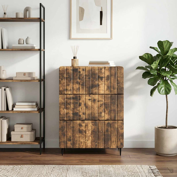 Skuffeskab 66 x 34,5 x 92 cm Konstrueret træ Røget eg