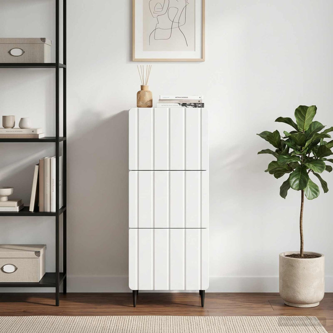 Skuffeskab Hvid 33 x 34,5 x 92 cm Konstrueret træ