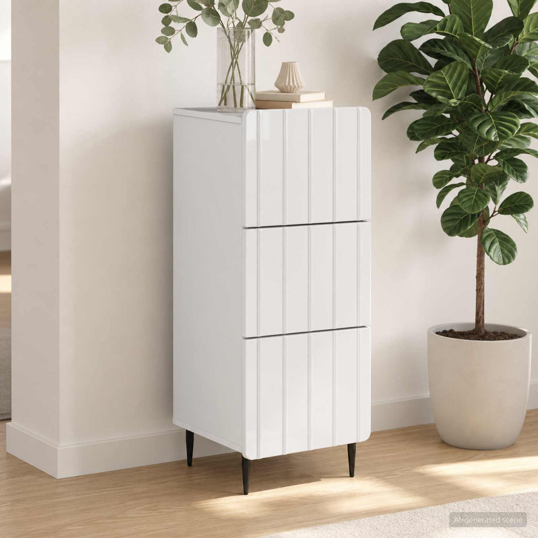Skuffeskab Hvid 33 x 34,5 x 92 cm Konstrueret træ
