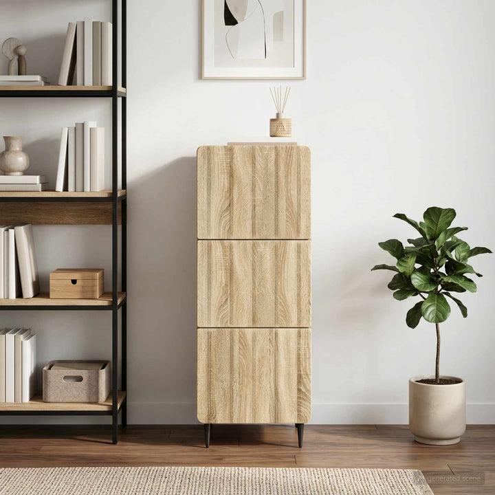 Skuffeskab Sonoma-eg 33 x 34,5 x 92 cm Konstrueret træ