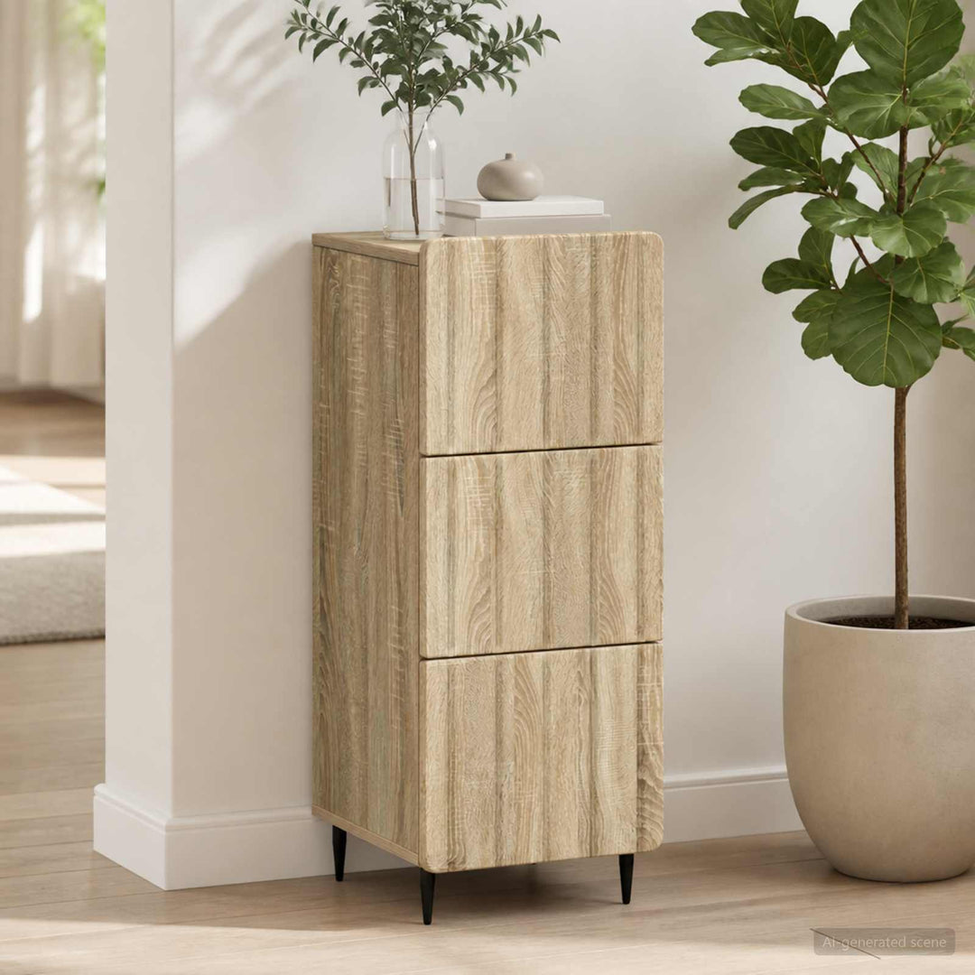 Skuffeskab Sonoma-eg 33 x 34,5 x 92 cm Konstrueret træ