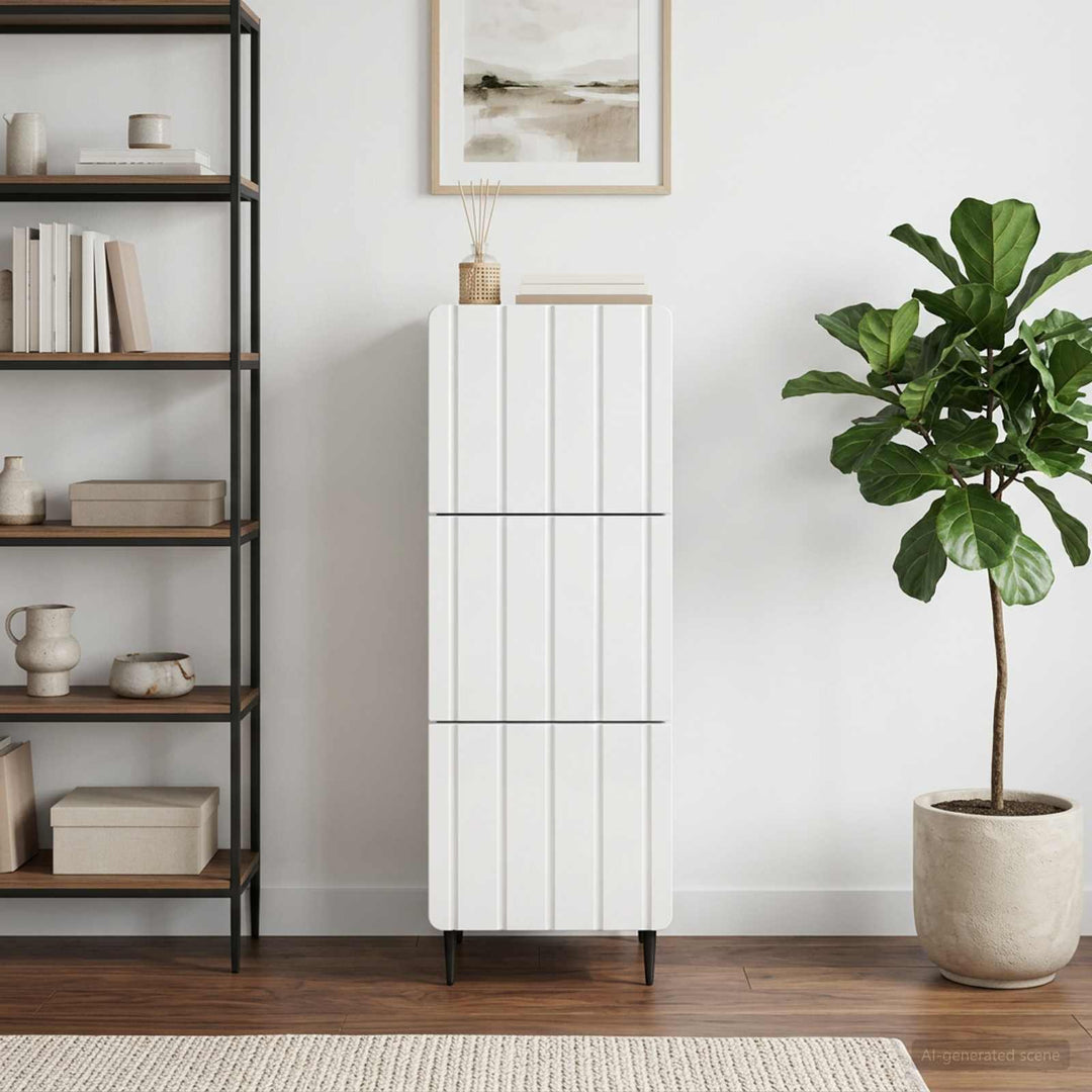 Skuffeskab Hvid højglans 33 x 34,5 x 92 cm Konstrueret træ