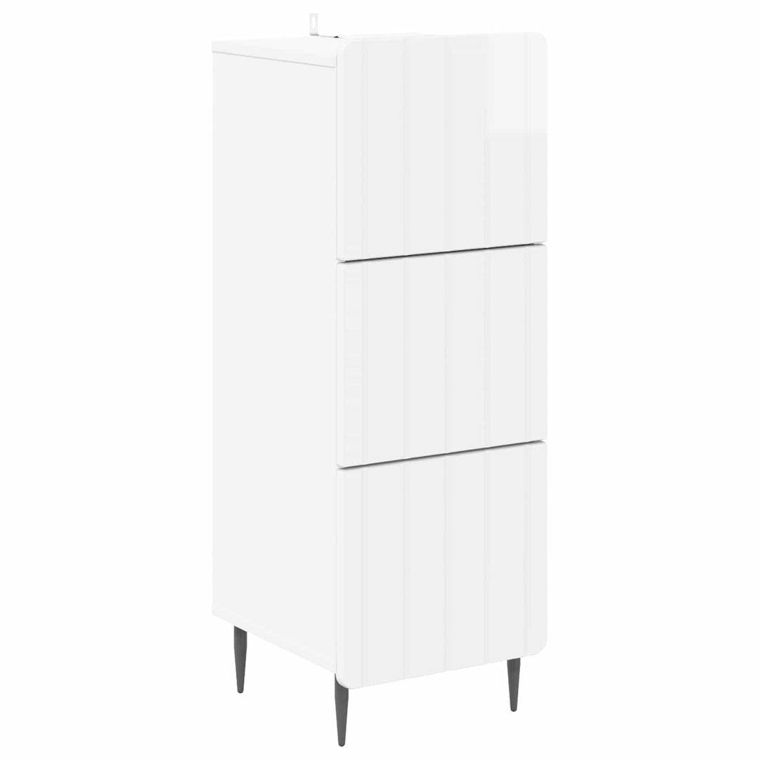 Skuffeskab Hvid højglans 33 x 34,5 x 92 cm Konstrueret træ