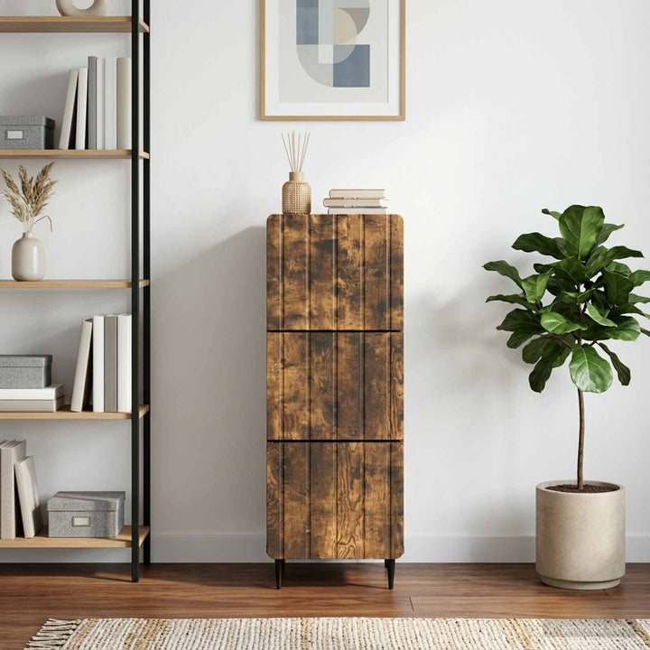 Skuffeskab 33 x 34,5 x 92 cm Konstrueret træ Røget eg