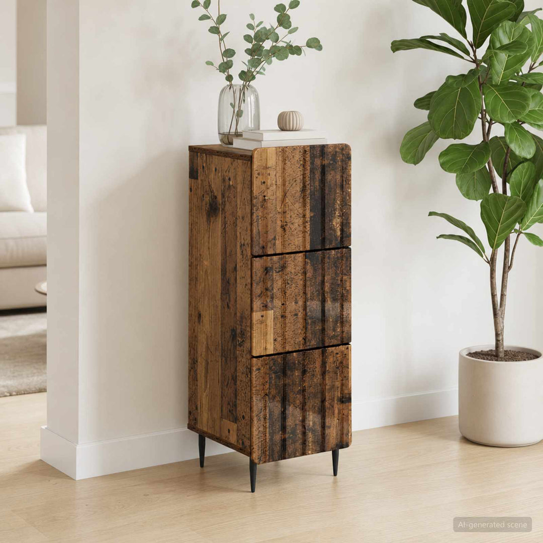 Skuffeskab Gammelt træ 33 x 34,5 x 92 cm Konstrueret træ